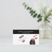 かわいいオッターとハートバレンタインデー 名刺 (スタンド正面)