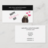 かわいいオッターとハートバレンタインデー 名刺 (正面/裏面)