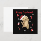 かわいいオッターのクリスマス 雪 冬の動物 オッター 招待状 (正面/裏面)