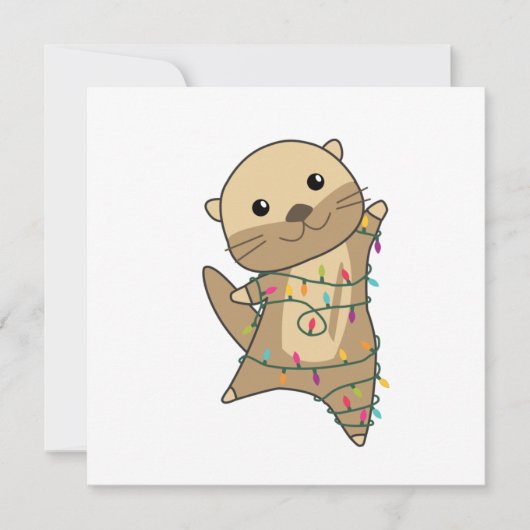 かわいいオッターのクリスマス 雪 冬の動物 オッター 招待状 (正面)