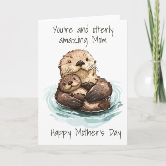かわいいオッターのママ　母の日のオッター カード (正面)