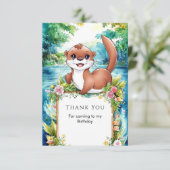かわいいオッターの誕生日 サンキューカード (スタンド正面)
