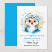 かわいいオッターの魅惑の青いフローラ男の子の赤ちゃんシャワー 招待状 (正面/裏面)