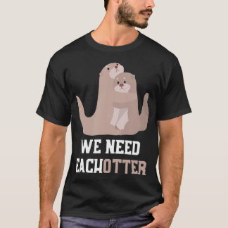 かわいいオッターカップルバレンタインデーのギフトオッター Tシャツ