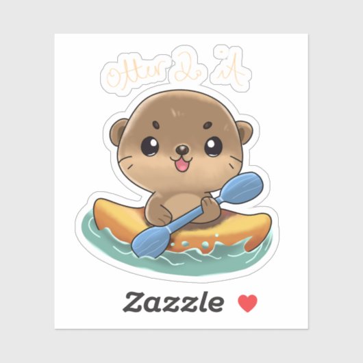 かわいいオッターカヤック シール (シート)