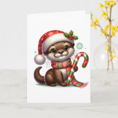 かわいいオッタークリスマス カード (黄色い花)