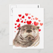 かわいいオッターハートが私の愛を伝え ポストカード (正面/裏面)