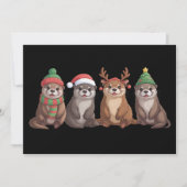かわいいオッターメリークリスマス面白いクリスマスライト動物 シーズンカード (正面)
