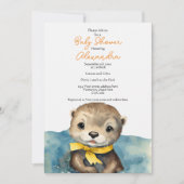 かわいいオッター男女兼用ベビーシャワー招待状 招待状 (正面)