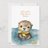 かわいいオッター男女兼用ベビーシャワー招待状 招待状 (裏面)