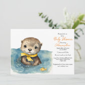 かわいいオッター男女兼用ベビーシャワー招待状 招待状 (スタンド正面)