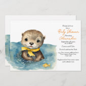 かわいいオッター男女兼用ベビーシャワー招待状 招待状 (正面/裏面)