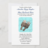 かわいいオッター結婚式招待状オッターカップル結婚ズ 招待状 (正面)