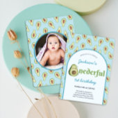 かわいいオネダーフルアボカド1歳の誕生日パーティー 招待状