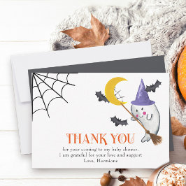 かわいいオバケとクモの巣 ハロウィン サンキューカード