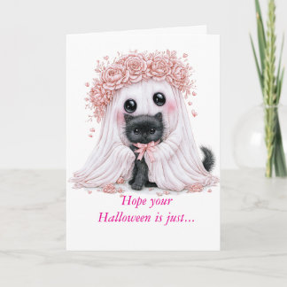 かわいいオバケと子猫のハロウィンカード カード