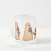かわいいオバケと黒猫のハロウィンマグカップ フロストグラスマグカップ (正面左)