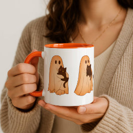 かわいいオバケと黒猫のハロウィンマグカップ マグカップ