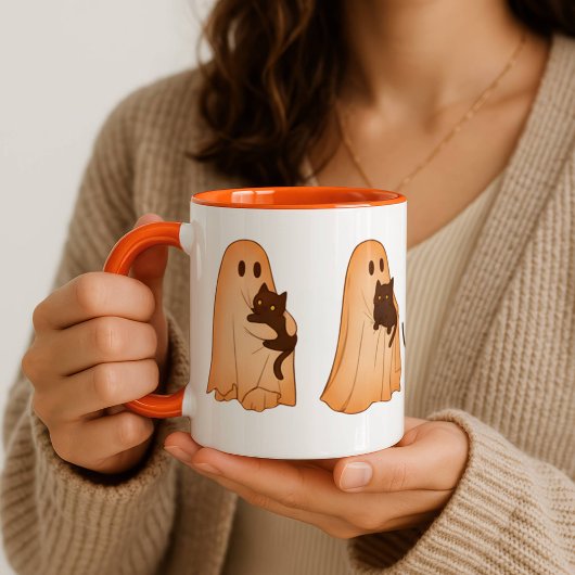 かわいいオバケと黒猫のハロウィンマグカップ マグカップ