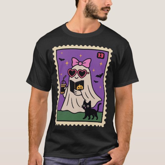 かわいいオバケと黒猫 Tシャツ (正面)