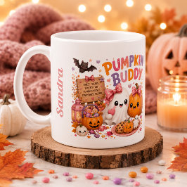 かわいいオバケのオリジナル名入れパンプキンシーズンマグカップ コーヒーマグカップ