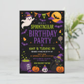かわいいオバケの子供たちのハロウィン誕生日パーティー 招待状 (スタンド正面)