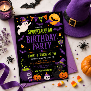 かわいいオバケの子供たちのハロウィン誕生日パーティー 招待状