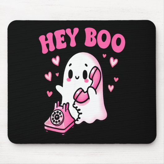 かわいいオバケの電話 Funny Halloween マウスパッド (正面)