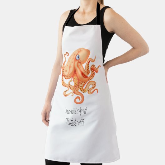 かわいいオパーソナライズされたレンジのタコの触手 エプロン (インサイチュ)