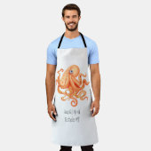 かわいいオパーソナライズされたレンジのタコの触手 エプロン (着用した状態)