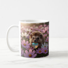 かわいいオパールハートの10月ハリネズミ コーヒーマグカップ