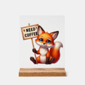 かわいいオフィスにはコーヒーキツネが必要 アクリルサイン (正面)