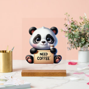 かわいいオフィスにはコーヒーパンダのクマが必要 アクリルサイン