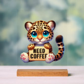 かわいいオフィスにはコーヒーヒョウが必要 アクリルサイン (ニュートラル)