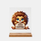 かわいいオフィスにはコーヒーライオンが必要 アクリルサイン (正面)