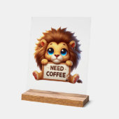 かわいいオフィスにはコーヒーライオンが必要 アクリルサイン (傾斜)