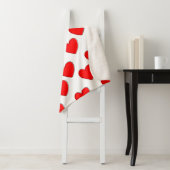 かわいいオフセット赤いハートパターン シェルパブランケット (インサイチュ)