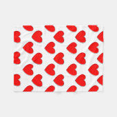 かわいいオフセット赤いハートパターン フリースブランケット (正面(横))