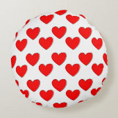 かわいいオフセット赤いハートパターン ラウンドクッション (裏面)