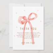 かわいいオベビー水玉模様ボウベイビーシャワー サンキューカード (正面)