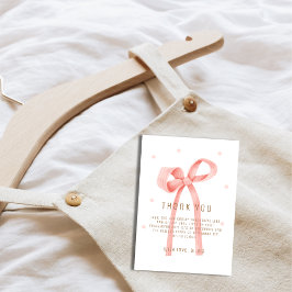 かわいいオベビー水玉模様ボウベイビーシャワー サンキューカード