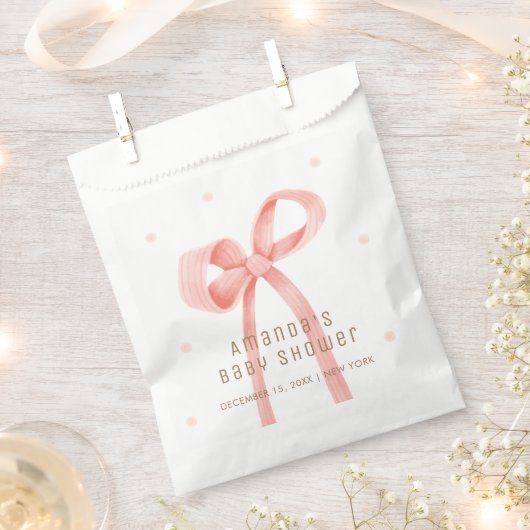 かわいいオベビー水玉模様ボウベイビーシャワー フェイバーバッグ (クリップ留めされた状態)