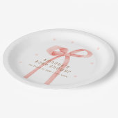 かわいいオベビー水玉模様ボウベイビーシャワー ペーパープレート (アングル)