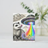 かわいいオポッサムとUFO ポストカード (スタンド正面)