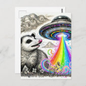 かわいいオポッサムとUFO ポストカード (正面/裏面)