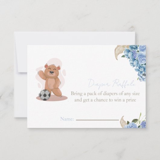 かわいいオムツのラッフル赤ちゃんシャワーを持つ男の子だ 招待状 (正面)