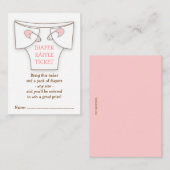 かわいいオムツwピンクピンベビーシャワーラッフルチケット エンクロージャーカード (正面/裏面)