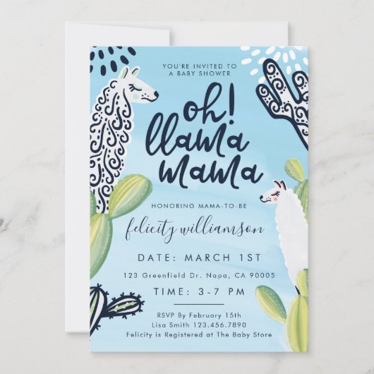 かわいいオラマママ男の赤ちゃんベビーシャワー招待状 招待状 (正面)