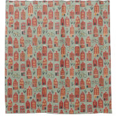 かわいいオランダハウス – アムステルダムパターン シャワーカーテン (正面)