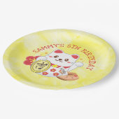 かわいいオリエンタルラッキーキャットバースデーパーティー ペーパープレート (アングル)